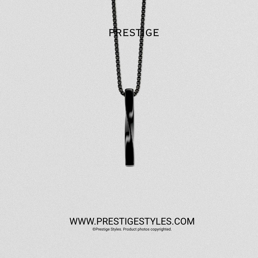 Black Bar Twisted Pendant with Chain - Prestige Styles - Bangladesh