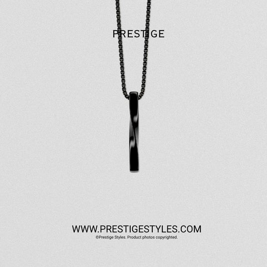 Black Bar Twisted Pendant with Chain - Prestige Styles - Bangladesh