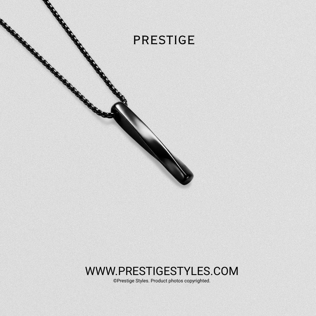 Black Bar Twisted Pendant with Chain - Prestige Styles - Bangladesh