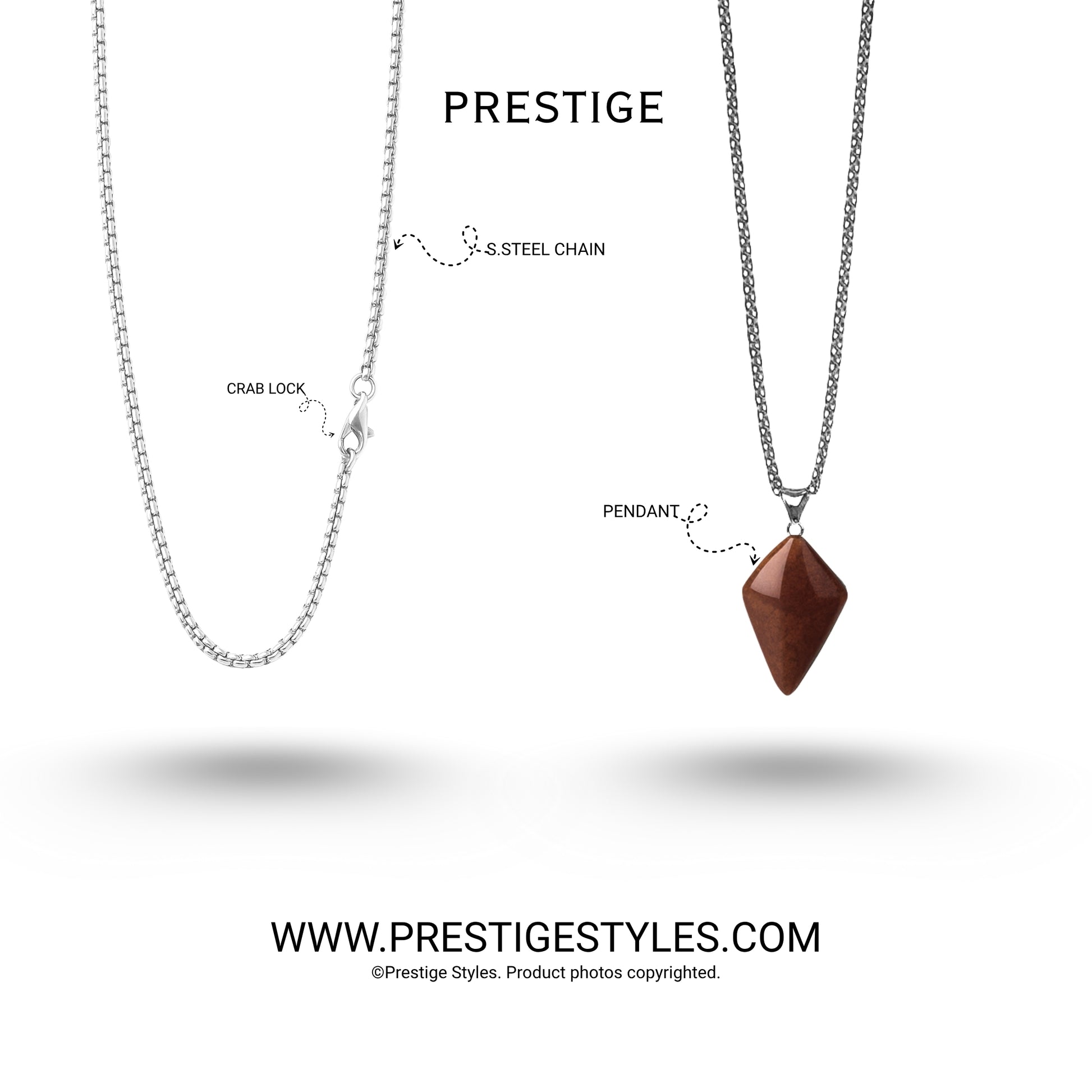 Men's molten pendant with chain, Prestige brand, made in Bangladesh
