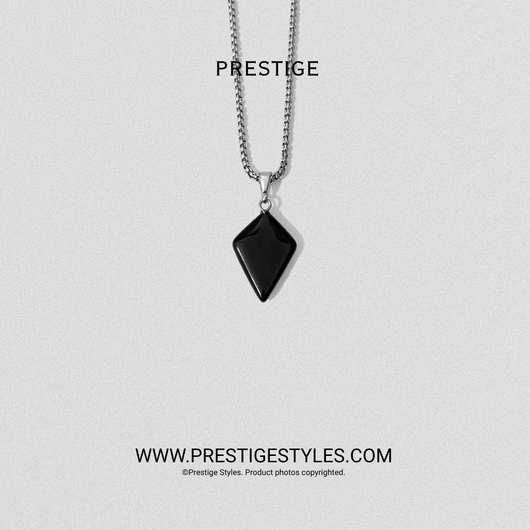 Obsidian Crest Pendant with Chain - Prestige Styles - Bangladesh