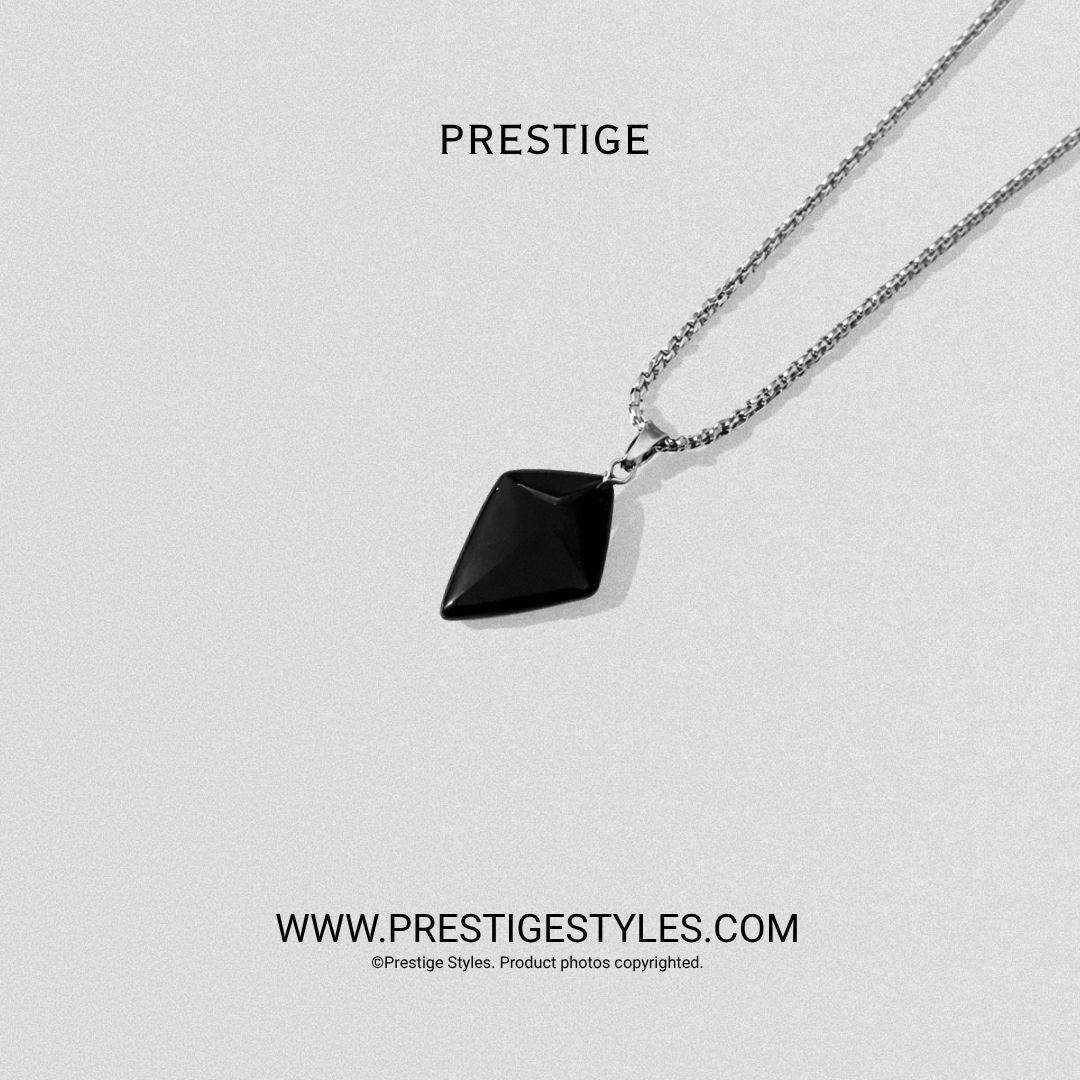Obsidian Crest Pendant with Chain - Prestige Styles - Bangladesh
