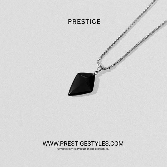 Obsidian Crest Pendant with Chain - Prestige Styles - Bangladesh