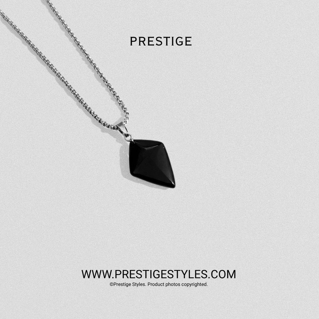 Obsidian Crest Pendant with Chain - Prestige Styles - Bangladesh