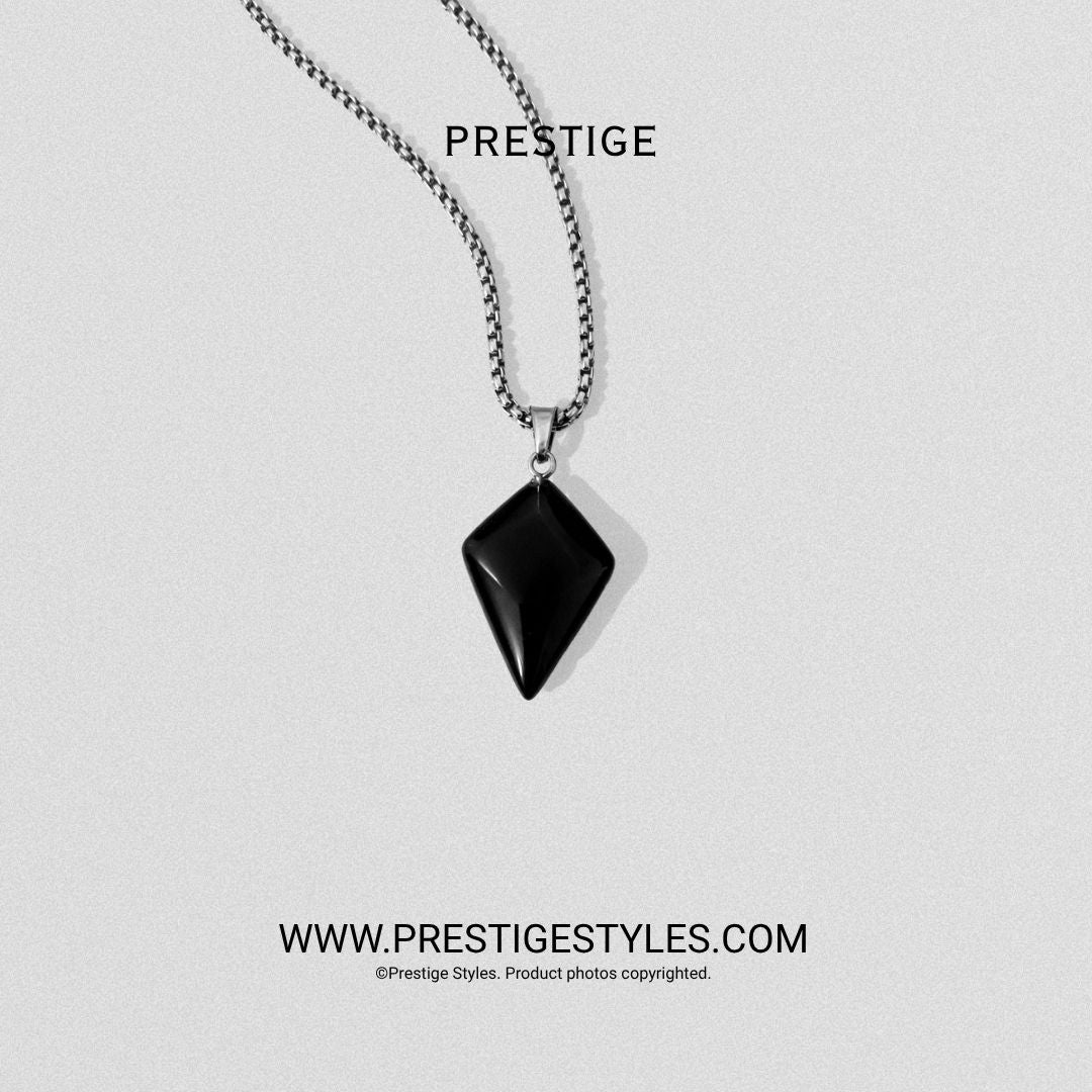 Obsidian Crest Pendant with Chain - Prestige Styles - Bangladesh