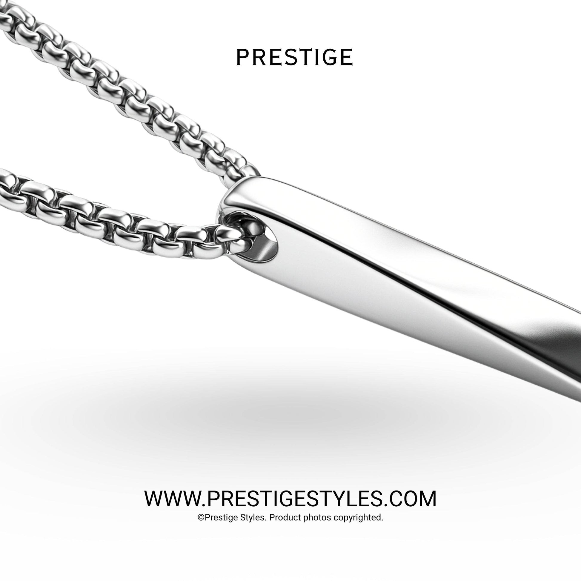 Silver Bar Twisted Pendant with Chain - Prestige Styles