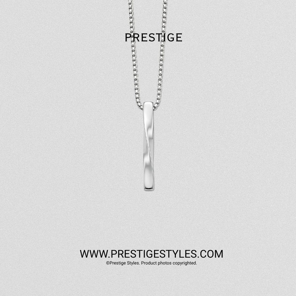 Silver Bar Twisted Pendant with Chain - Prestige Styles - Bangladesh