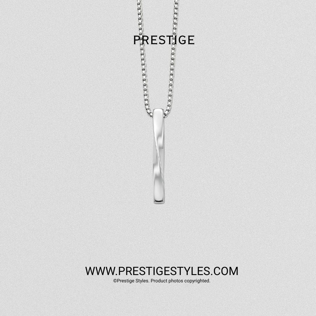 Silver Bar Twisted Pendant with Chain - Prestige Styles - Bangladesh