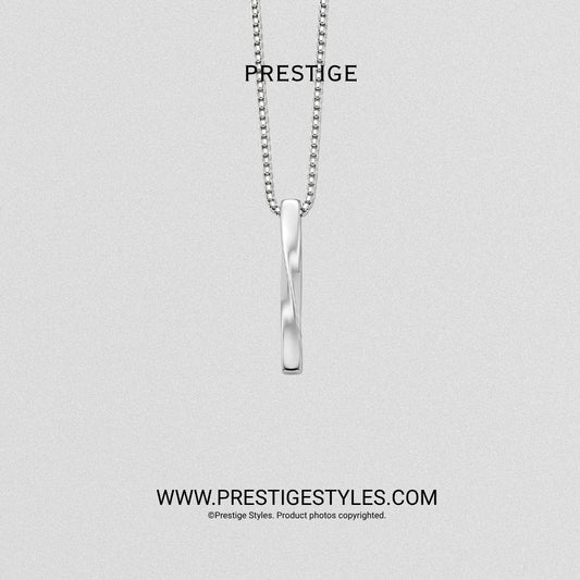 Silver Bar Twisted Pendant with Chain - Prestige Styles - Bangladesh