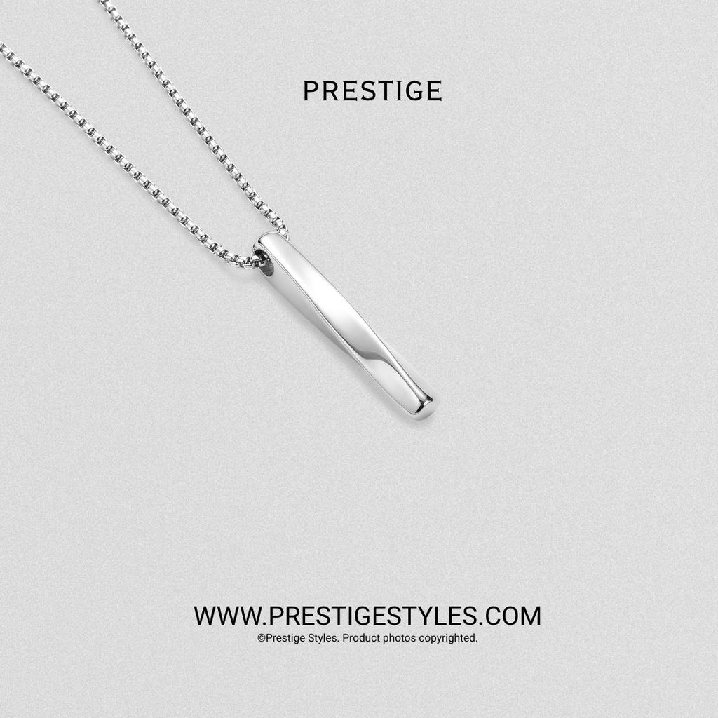 Silver Bar Twisted Pendant with Chain - Prestige Styles - Bangladesh