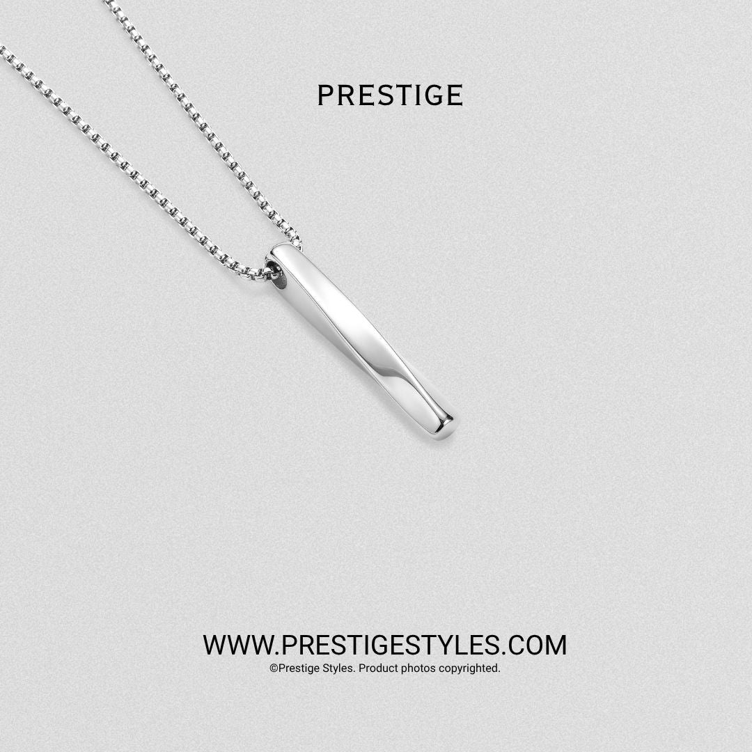 Silver Bar Twisted Pendant with Chain - Prestige Styles - Bangladesh