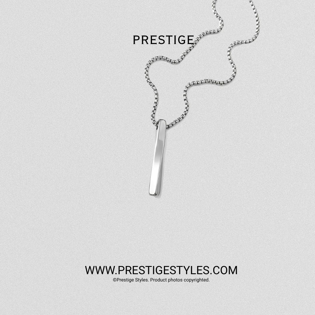 Silver Bar Twisted Pendant with Chain - Prestige Styles - Bangladesh