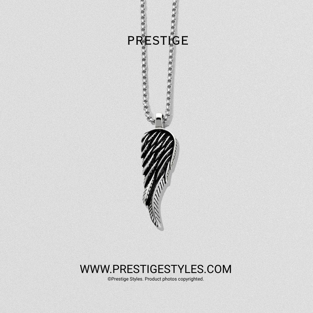 Silver Elite Feather Pendant With Chain - Prestige Styles - Bangladesh
