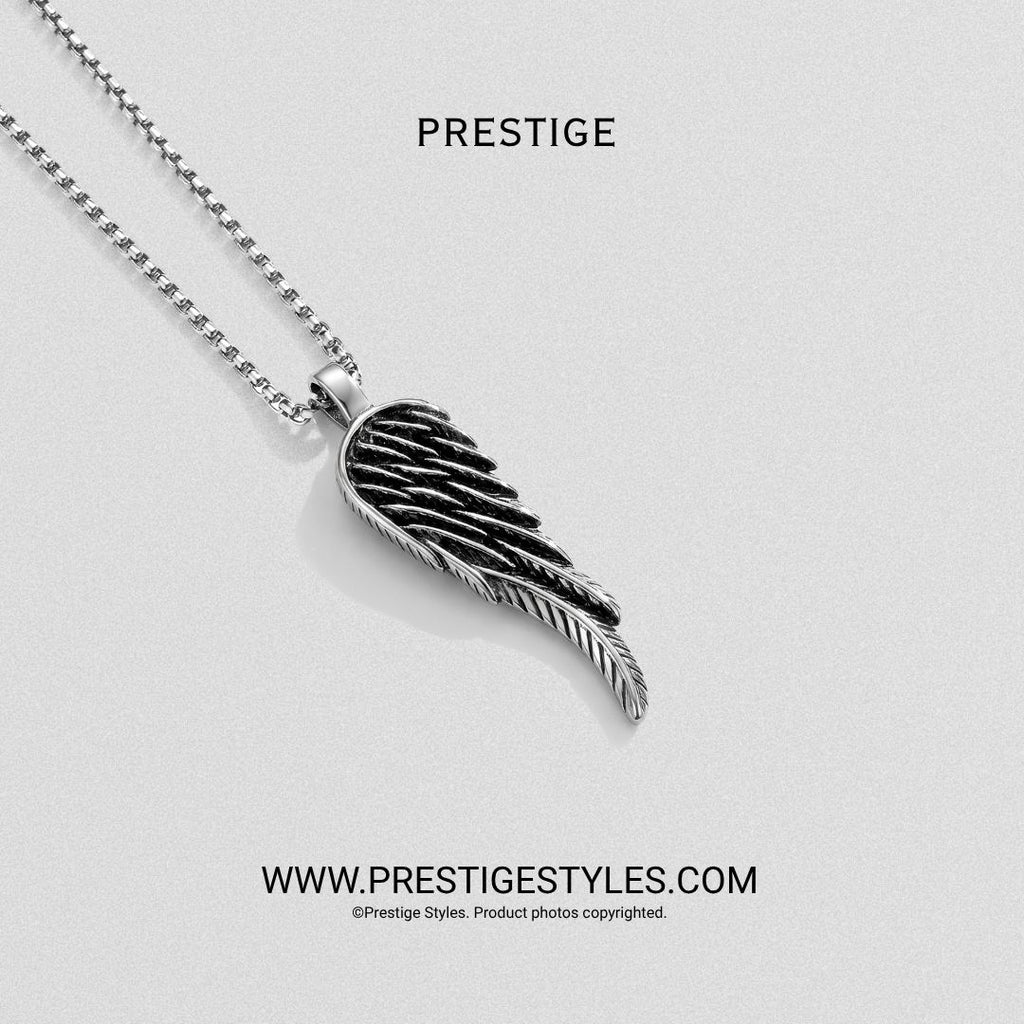 Silver Elite Feather Pendant With Chain - Prestige Styles - Bangladesh