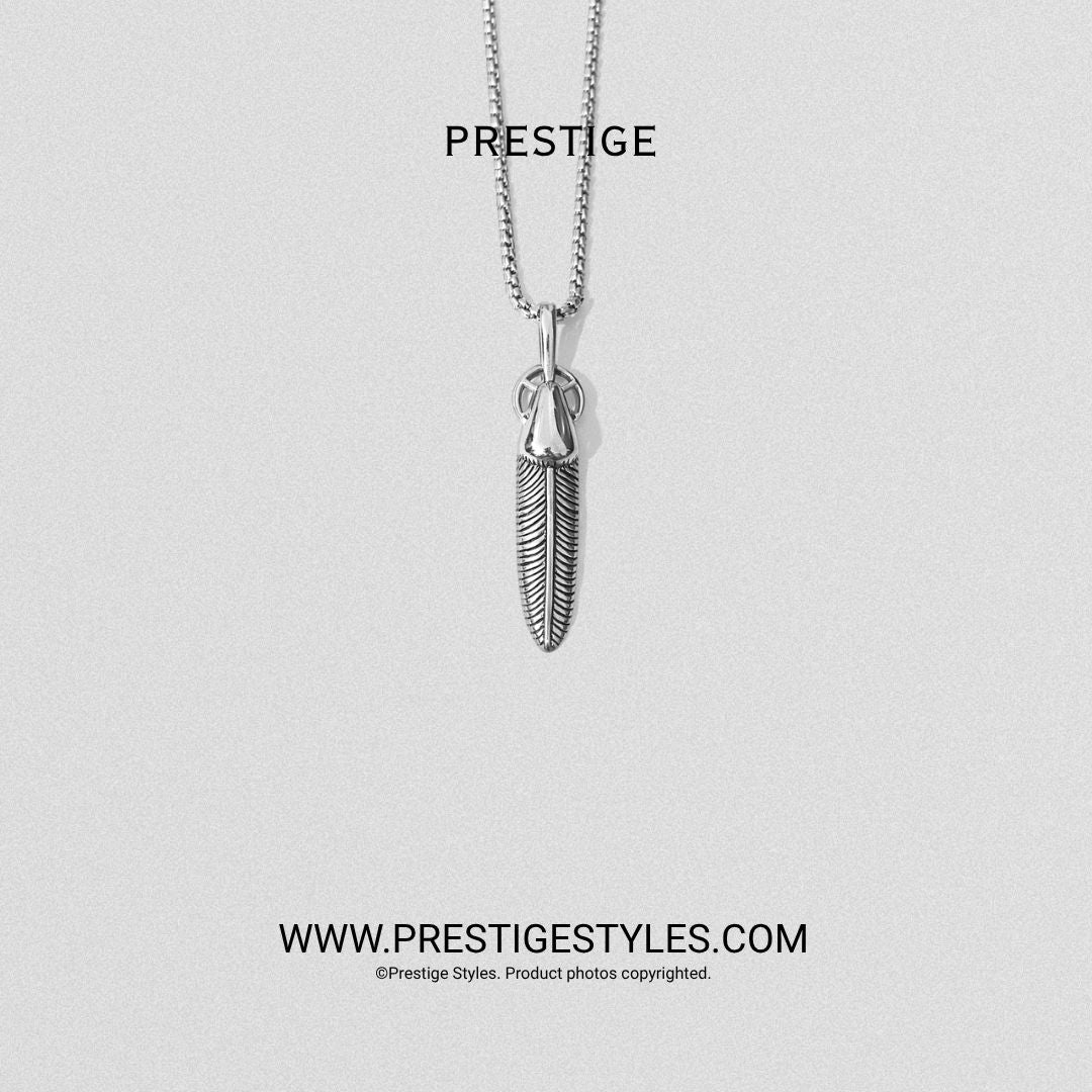 Silver Regent Quill Pendant With Chain - Prestige Styles - Bangladesh