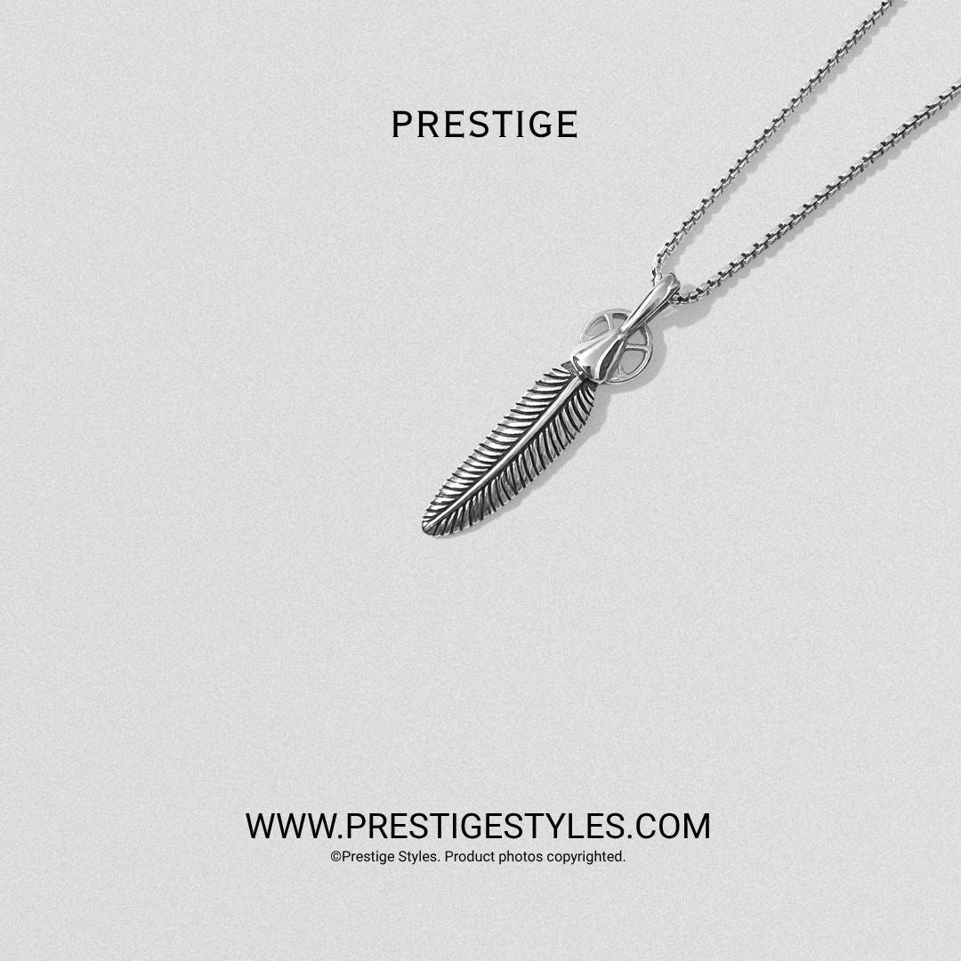 Silver Regent Quill Pendant With Chain - Prestige Styles - Bangladesh