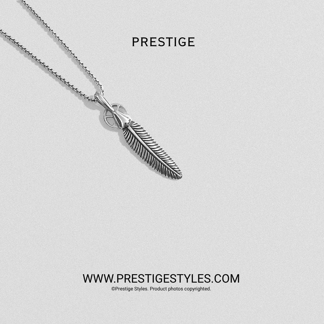 Silver Regent Quill Pendant With Chain - Prestige Styles - Bangladesh