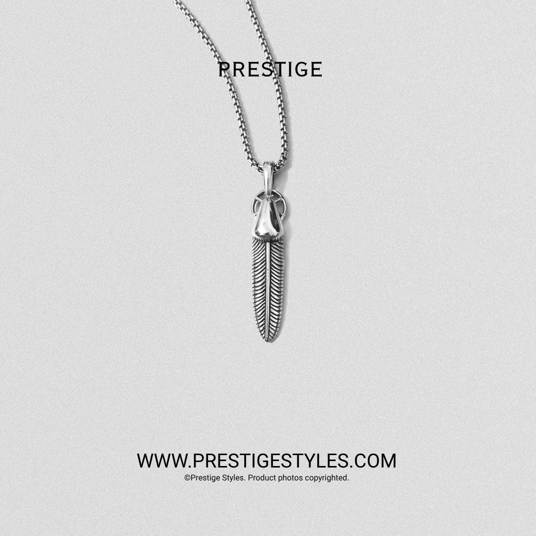 Silver Regent Quill Pendant With Chain - Prestige Styles - Bangladesh