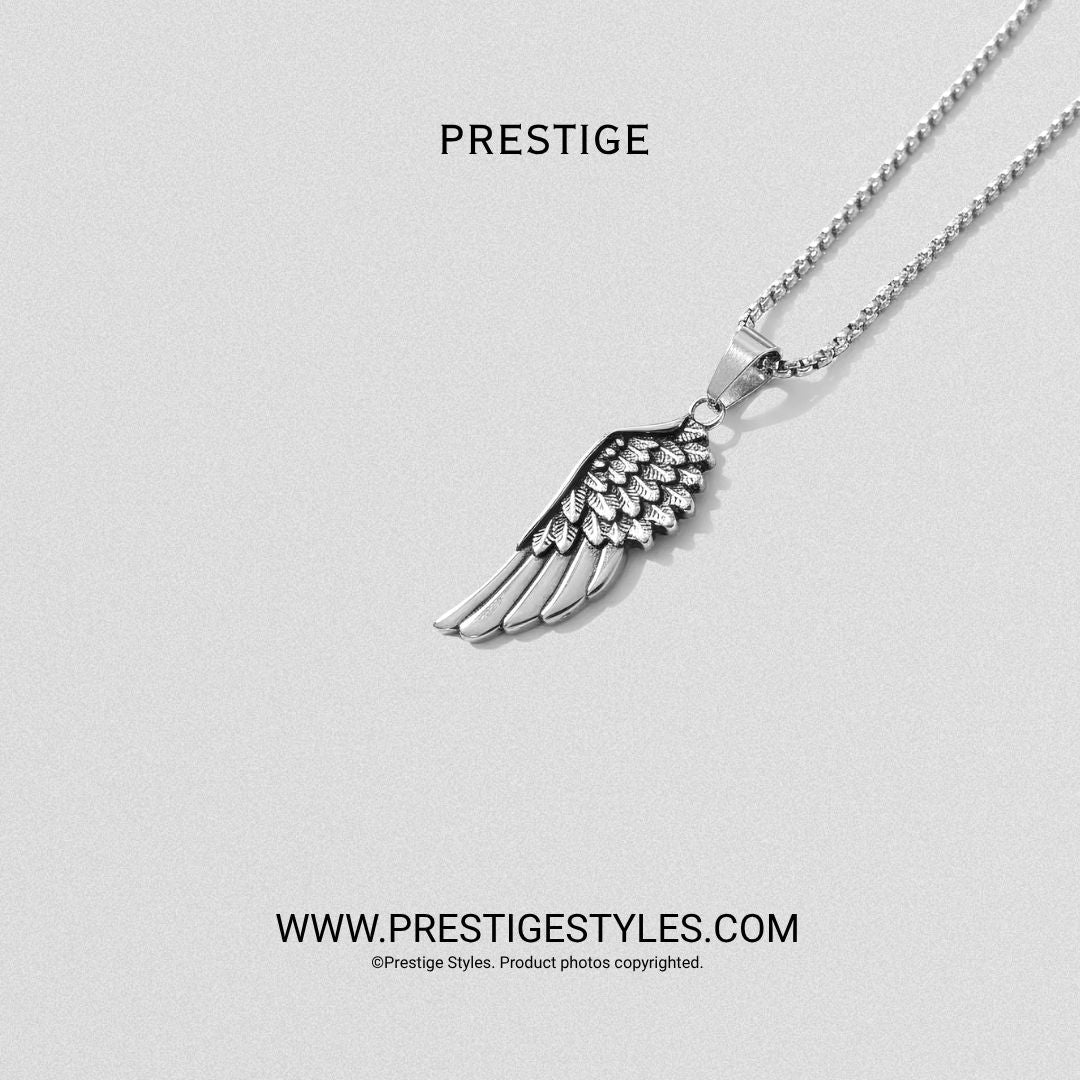 Silver Sentinel Wing Pendant With Chain - Prestige Styles - Bangladesh