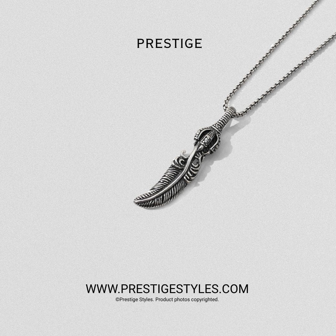 Silver Soul Quill Pendant With Chain - Prestige Styles - Bangladesh