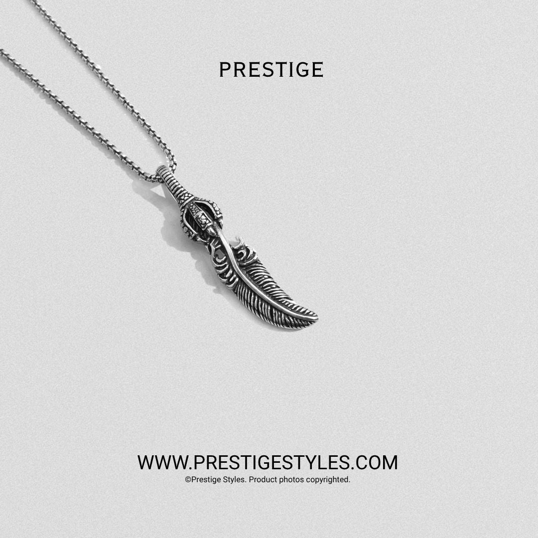 Silver Soul Quill Pendant With Chain - Prestige Styles - Bangladesh