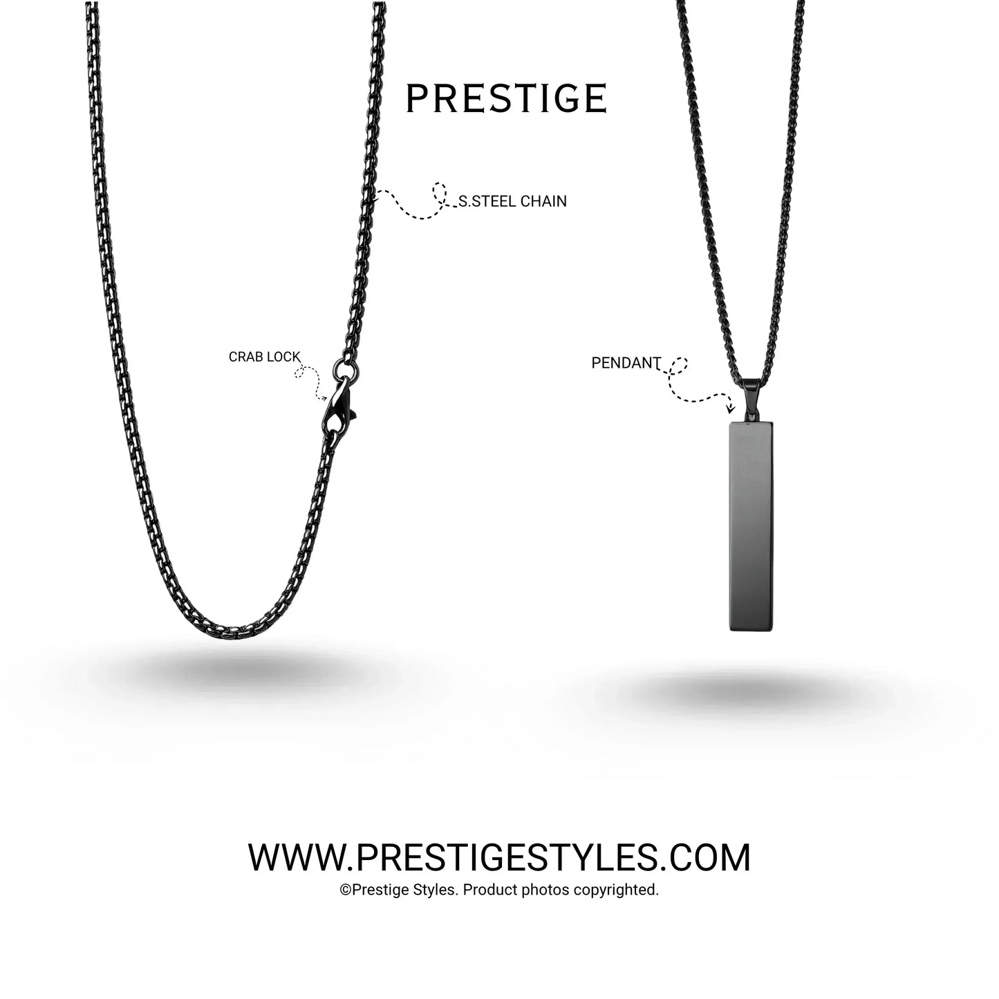 Slate Bar Pendant with chain - Prestige Styles - - Pendant with Chain
