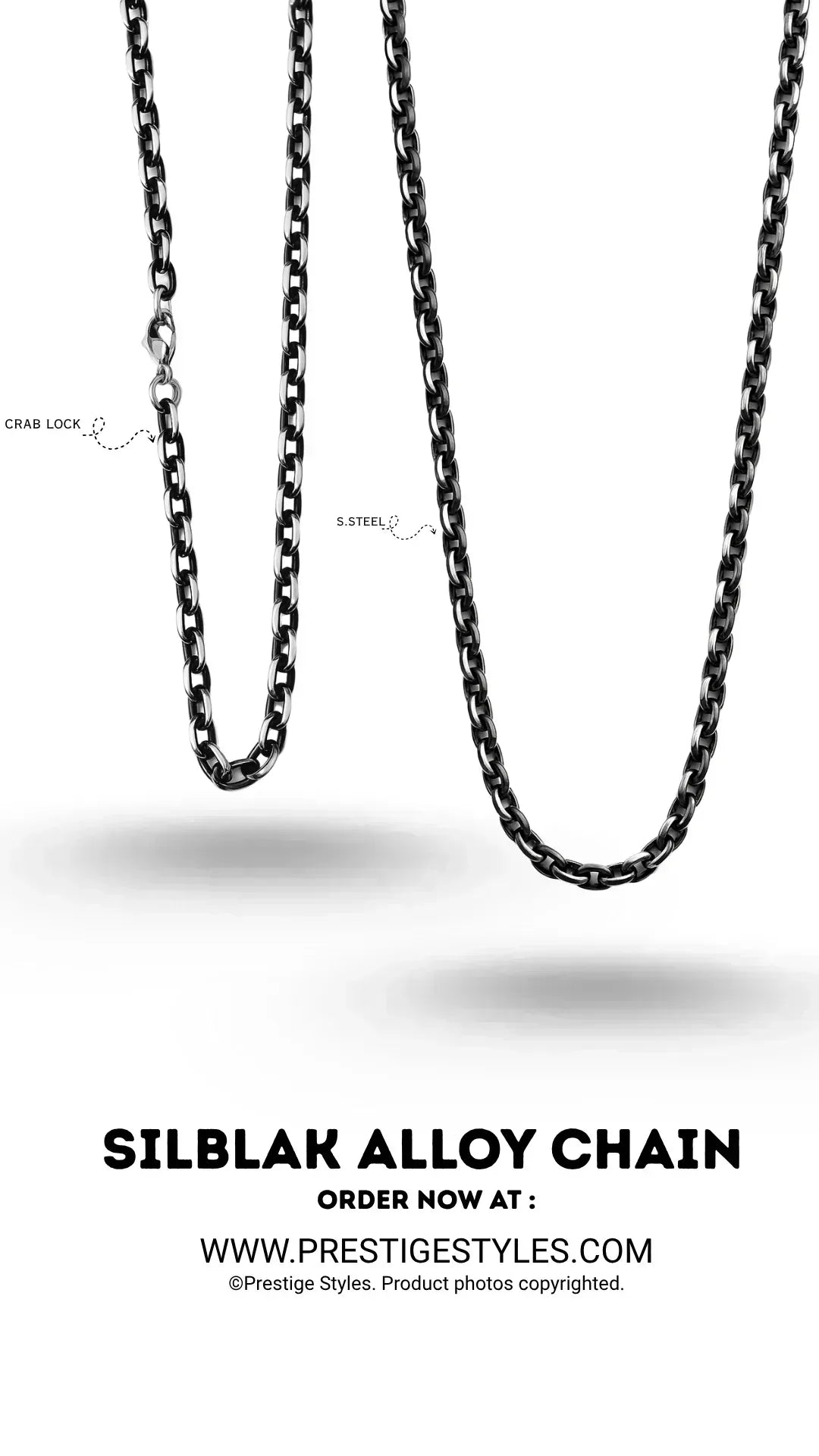 Steel Alloy Chain - Prestige Styles - - Pendant with Chain